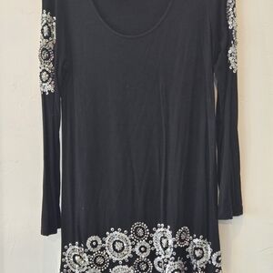 Black Sequin Embellished Long Sleeve Tunic